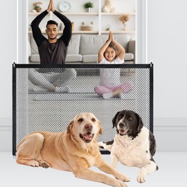 Dog Gate for Stairs Pet Gates for The House: for Stairs Dog Door Barrier Portable Pet Gate Pet Stair Gate No Drilling Required for Stairs, Doorways and Hallways ，with Telescopic Rod (43.3 * 28.3 in)
