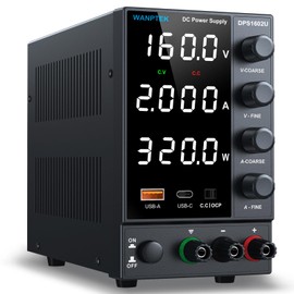 DC Power Supply 0-160V 0-2A, Bench Power Supply with Encoder Knob, Adjustable Regulated Power Supply with 5V 3.6A USB & Type-C Quick-Charge, Variable Power Supply with Overcurrent Protection