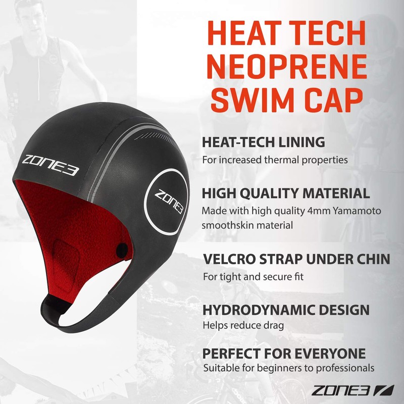 ZONE3 Neoprene Heat Tech Warmth Swim Cap With Ajustable Strap