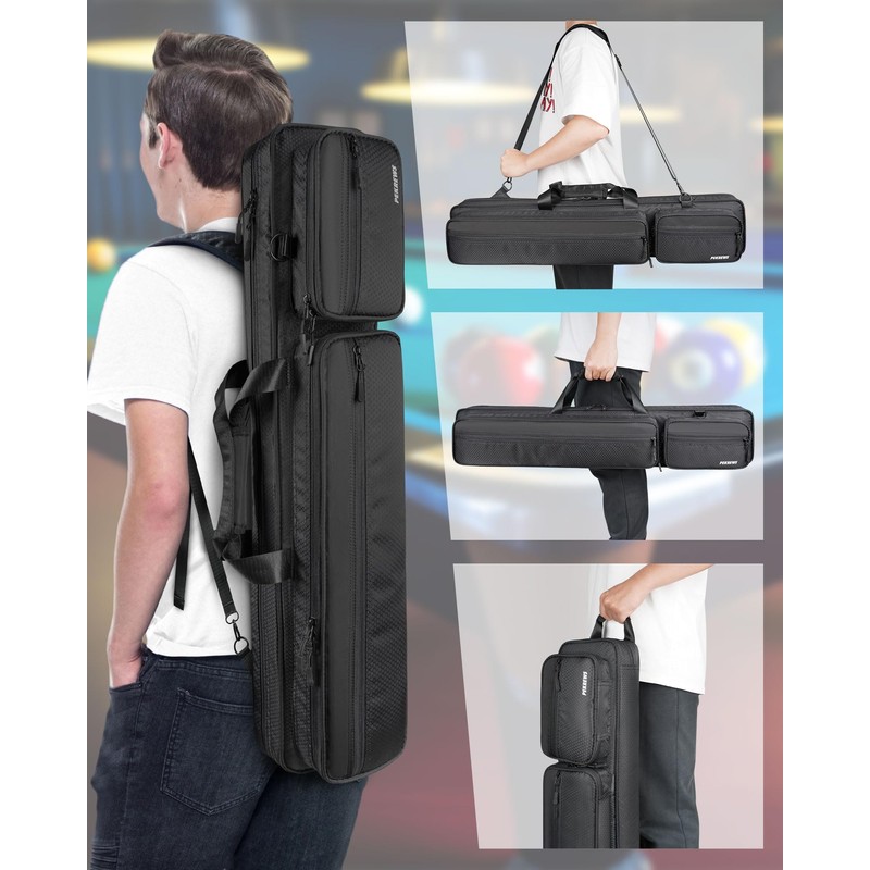 PEKREWS Pool Cue Case, Pool Stick Case 4x5 with Multiple