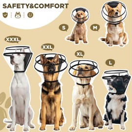 Dog Cone Collar for After Surgery,Transparent Dog Cones Alternative for Small Large Medium Size Dogs,Adjustable Depth Pet Recovery Collars,Elizabethan Collar for Dogs Stop Licking Wound(S)