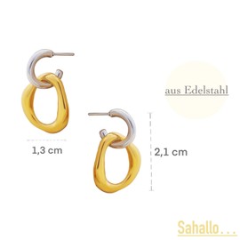 Sahallo Earrings Hoop Earrings Gold Modern Circle White Women's Earrings Made of Stainless Steel 18 K Gold-Plated Fashion Jewellery with Earrings Jewellery Box Fashion Stylish Gift Earrings Ladies