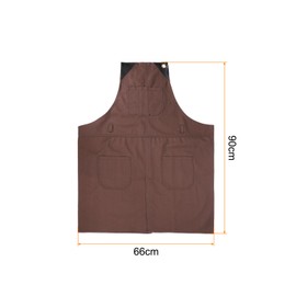 sourcing map No-Tie Twill Apron 84x66cm Split-Leg Leather Reinforcement Adjustable Chef Apron with 6 Pockets for Men and Women, Brown