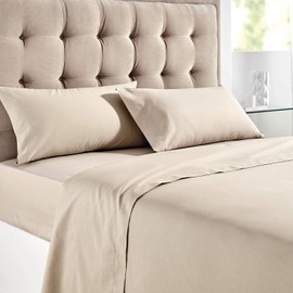 Pikolin Home – Fitted Sheet, 100% Cotton Cama 80/90-90 x 200 cm light brown