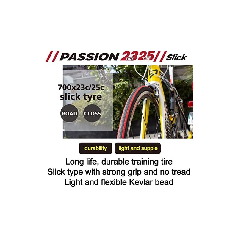 GORIX Road Bike Slick Tire 700×23C or 700×25C Cycling Bicycle