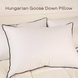 HYVIF Luxury Goose Down Pillow King Size, Ultimate Comfort 750+ Fill Power 480 Thread Count 100% Cotton Shell - King Down Pillow (20" x 36")