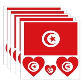 20 PCS Tunisia Flag Temporary Tattoo,Tunism Banner Rectangle Heart Tattoos Decoration Decal, Waterproof Sticker for Party Parade Sport Carnival Classroom