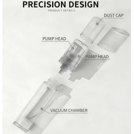 12PCS 10ML / 0.34oz Transparent Small Ounce Empty PS Plastic Airless Vacuum Pump Press Bottle Jar Pot Vial Container For Cosmetic Makeup Serums Cream