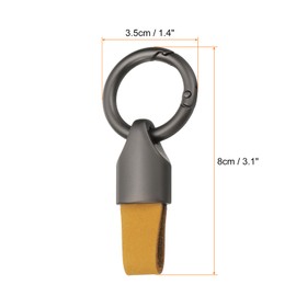 HARFINGTON 2pcs Car Key Chain Ring Clip 3.1" x 1.4" Small Leather Keychain Key Fob Key Fob Accessory with Keyrings for Home Car Keys, Dull Gunmetal Brown