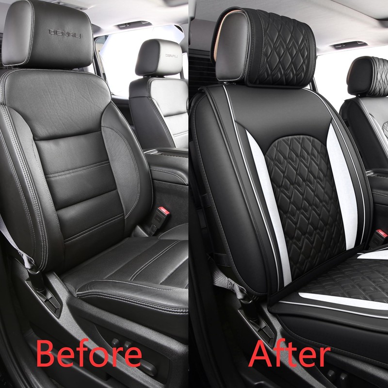 JOJOBAY Chevy Silverado Seat Covers,Leather Seat Covers for GMC Sierra,Custom