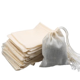 20Pcs Reusable Tea Filter Bags,Soup Bags,Bone Broth Brew Bags,Spice Bags,Muslin Strainer Bags,Natural Unbleached Cotton Cheesecloth Bags for Cold Brew Coffee(5x6.3inch)
