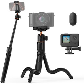 KF CONCEPT Trípode para teléfono móvil, MS01 Gorillapod con mando a distancia Bluetooth, trípode flexible para smartphone y cámara, trípode con