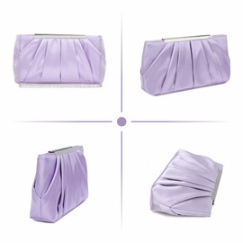 Lanpet Women's Satin Evening Clutch Bag Elegant Pleated Formal Handbag Simple Classic Purse for Women