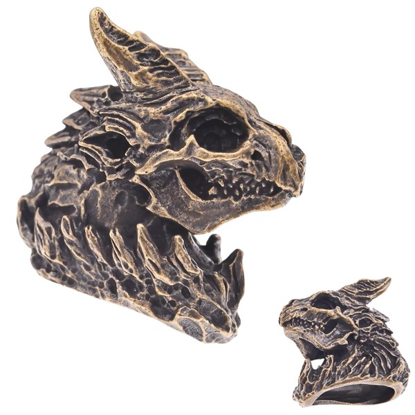 EDC Dragon Skull Brass Paracord Bead, Antique DIY Beads for