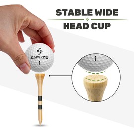 SAPLIZE Golf Bamboo Tees, Pack of 150 (54 mm) - Biodegradable, Durable and Stable Golf Tees