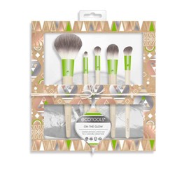EcoTools Vibes Kit de brochas de maquillaje con bolsa de cepillo de viaje para energía, base y corrector                                              