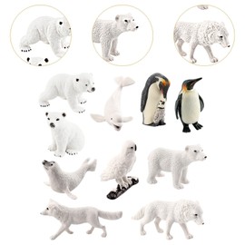 Fenteer Simulation Lifelike Animal Playset Wildlife Animal Statues Collectibles Mini Polar Animals for Yard Scene Home Decor Toddlers, 10 Pieces
