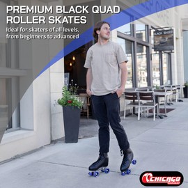 CHICAGO Skates Premium Black Quad Roller Skates for Boys and Men Beginners Classic Adjustable High-Top Design for Indoor or Outdoor Skates and Roller Derby