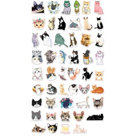 Cat Stickers NIMMY Friends 50 Pcs Assorted Vinyl Cats - Perfect for Party Bags, DIY Decoration, and Personalizing Laptops, Water Bottles, Phone Cases, Bedroom, School Lunchboxes and More (Cats)