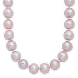 925 Sterling Silver 9mm Purple Freshwater Cultured Pearl Chain Necklace 16 inch