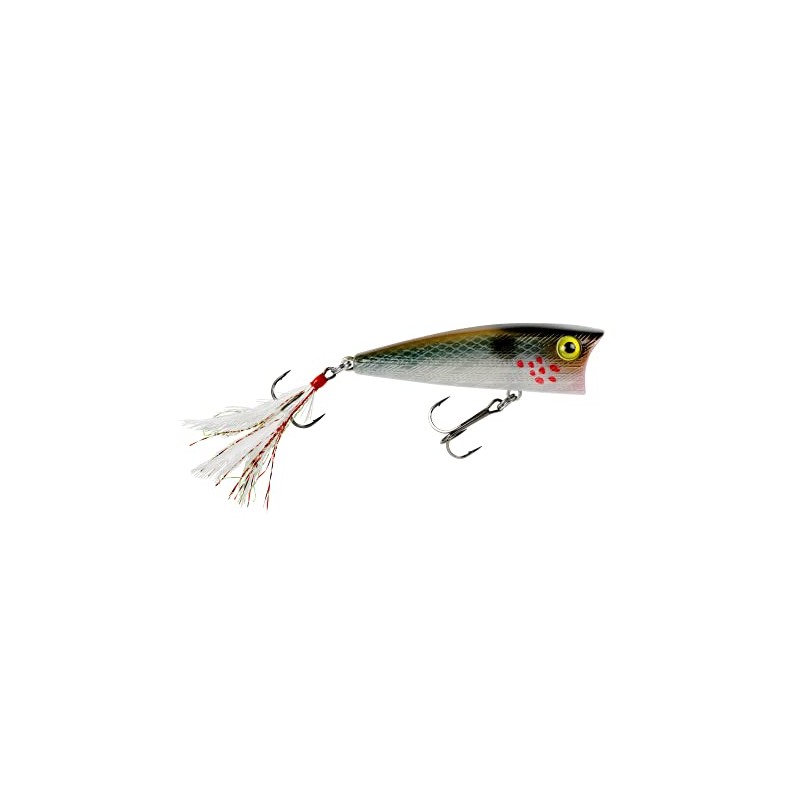 Rebel Pop-R Feathered Topwater Popper Fishing Lure, Blue Candy