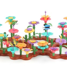 144PCS Children's Flower Garden Building Toy Set, Theme: Garden Design Game, Suitable for Girls Aged 3-8, STEM Preschool Children Stacking Toys