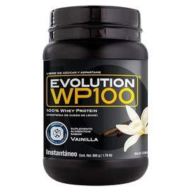 EVOLUTION, Protena de Suero de Leche, WP100, Whey Protein, 18 Aminocidos, Sin Gluten, Sugar Free, Post Workout, Sabor Vainilla, 26.6 Porciones, 800g  