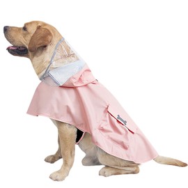 Dog Raincoat Waterproof, Adjustable Reflective Hooded Dog Rain Poncho with Leash Hole for Small Medium Large Dogs (Pink, Medium)