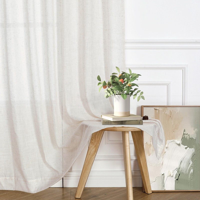 WEST LAKE 72 Inch Natural Pinch Pleated Sheer Curtain Panels