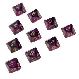 Yourandoll 10 Pieces Polyhedral Dice D10 Dice Dice Game Cube 10-Sided Dice for DND RPG Board Game Card Game (Purple Black)