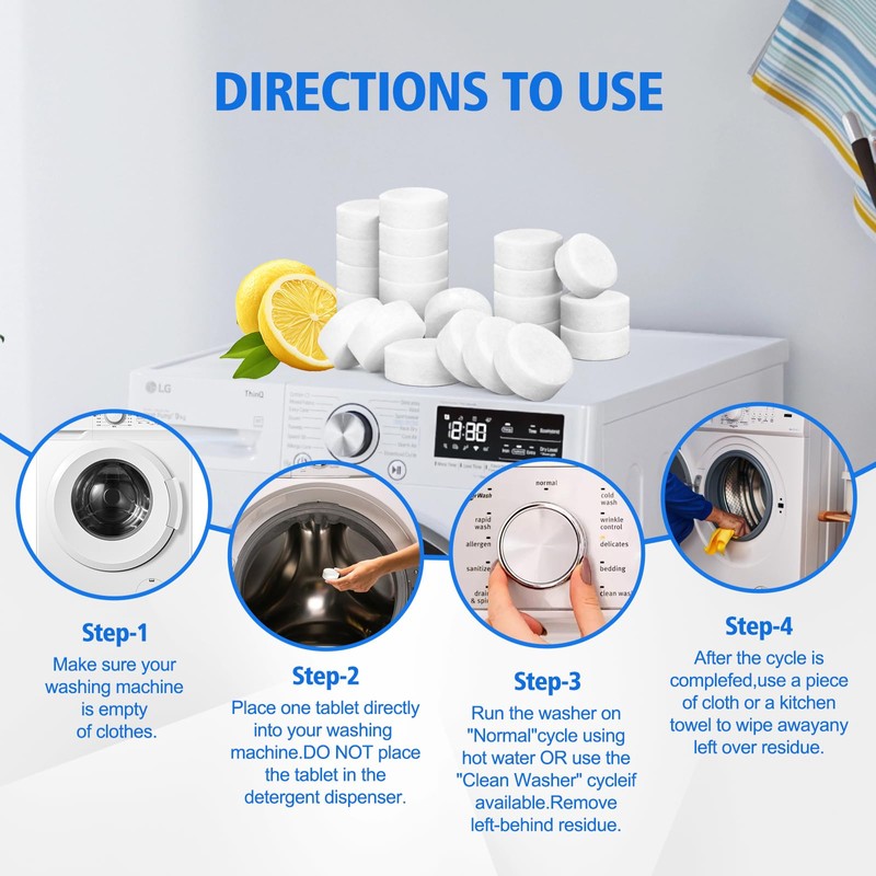 USKICH Washing Machine Cleaner Descaler 40 Pack-Deep Cleaning Tablets For