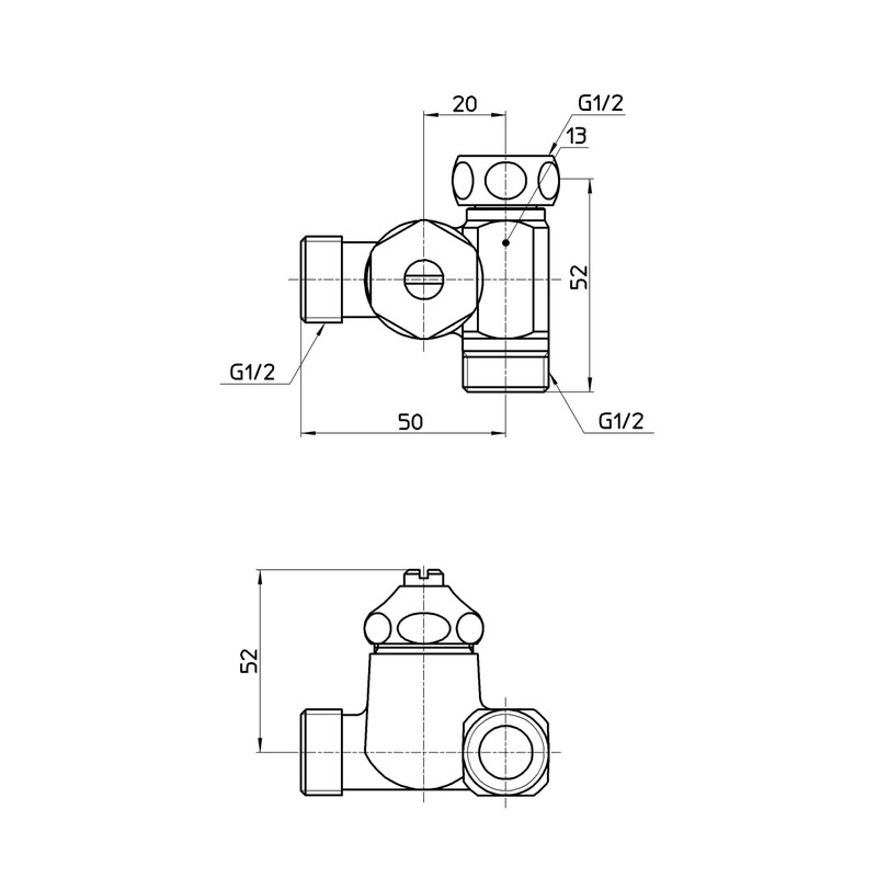 SANEI B260D-R-13 D-Type Branch Valve Driver Handle Shut-off Valve Connection