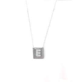 Argento Vivo Silver Plated Sterling Silver "E" Pendant Necklace W1250
