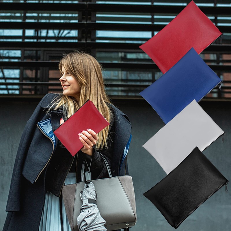 WanderGo Pack of 4 Wallet Bank Bags, Dark blue, black,