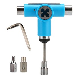 All-in-One Skateboard Tool, Multifunctional Portable T Tool Accessories with T Allen Key and L Phillips Screwdriver, Blue