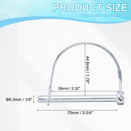 PATIKIL Trailer Coupler Pin 1/4x2-3/4, 8 Pcs Wire Lock Pin Safety Shaft Locking Pin Round Pto Pins for Farm Trailers Lawn Hitches Garden Tractor Kayak Boat (6.3 x 70 Mm)