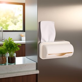 1 Pc Apricot Trash Bag Dispenser Roll Holder,Kitchen Trash Bag Dispenser Roll Holder Plastic,Wall Mount Garbage Kitchen Storage and Organization Accessories(ZS523)