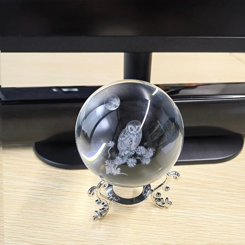 Ahantper 3.15"/80mm Crystal Ball with Stand, Modern Home Decor Gift