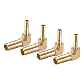 sourcing map Hose Adaptor Brass 90 Degrees 10 mm to 6 mm Barb for Angle Pipe Connectors Pack of 4