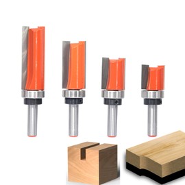 Sinoprotools Flush Cutter 8 mm Shaft Copy Cutter with Interchangeable Ball Bearing, Router Bit Pack of 4