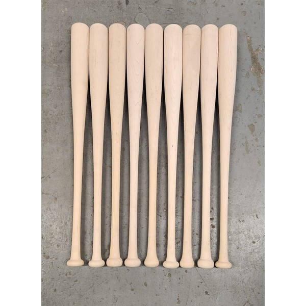 Wood Baseball Bats 9 Pack Game Quality Maple (34" Cupped)
