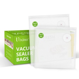 Vixino Vacuum Sealer Bags, 40 Reusable Vacuum Sealer Bags for Food Storage, BPA-Free, Meal Prep and Sous Vide Cooking,Works for Handheld Sealer and Vac Sealer Machine with External Vacuum Systems