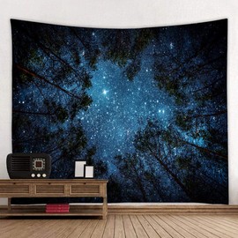 BOYOUTH Tapestry Wall Hanging,Psychedelic 3D Starry Sky Forest Photos Digital Print Wall Tapestry Home Decor for Living Room Bedroom Dorm,78.7" Wide By 59.1" High