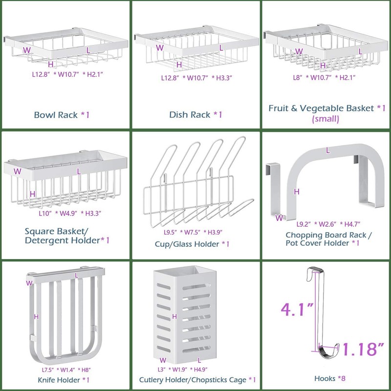 PUSDON Over Sink Dish Drying Rack Stainless Steel, Adjustable Large