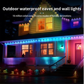 JOLALIA Permanent Outdoor Lights for House, 50ft Outdoor Lights, IP67 Waterproof LED Eaves Lights, 54 Scene Modes Lighting for Christmas Garden Party Holiday Decor, Work with Alexa, Google