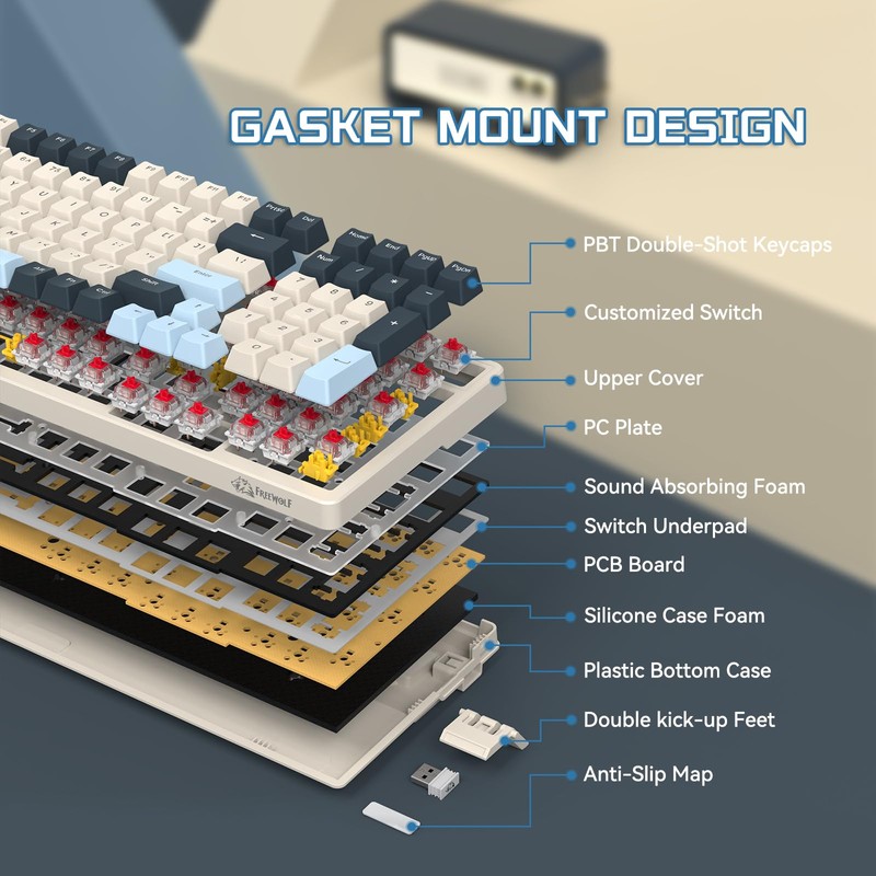 ATTACK SHARK K8 Wireless Mechanical Keyboard, Trip-Mode BT5.0/2.4G/Wired Gaming Keyboard