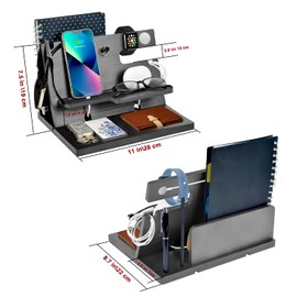 Birthday Gifts for Men Bedside Table Organiser Gifts for Men Wood Phone Docking Station for Men Gadgets Key Wallet Watch Stand Gifts for Dad Presents for Men Birthday Gifts for Him Men Organiser Stand