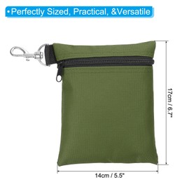 PATIKIL Golf Tee Pouch 6.7x5.5 Inch, Zipper Golf Ball Bag with Metal Lobster Claw Clip for Men Women Valuables Holder, Army Green