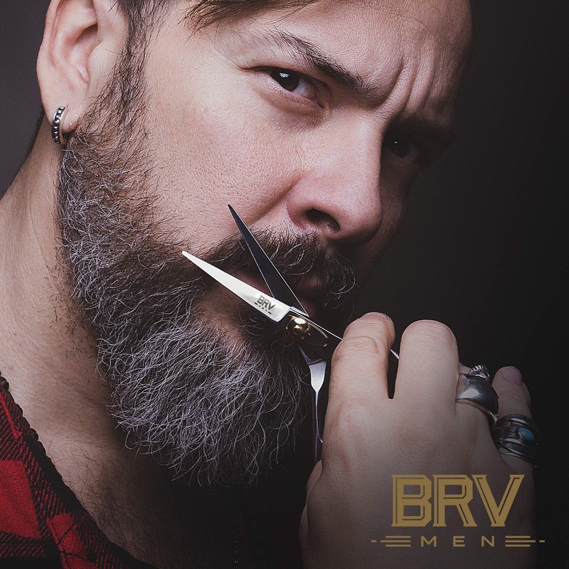 BRV MEN Professional Mustache & Beard Trimming Scissors - 5.5"