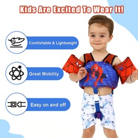Toddler Swim Vest Pool Floaties for 1-2-3-4-5-6 Years Old Boys and Girls, Kids Swim Vest with Arm Floaties Adjustable Crotch Strap, Fit 22-30-50-66 Pounds Children